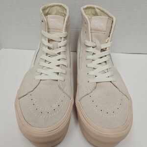 Vans High-Top Sneakers in Cream and Tan